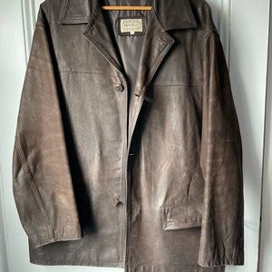 Men’s dark brown leather coat